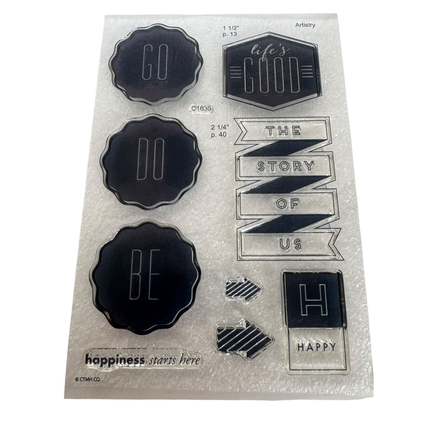 CTMH My Acrylix Acrylic Stamp Set Our Story Happiness Starts Here Arrows C1635