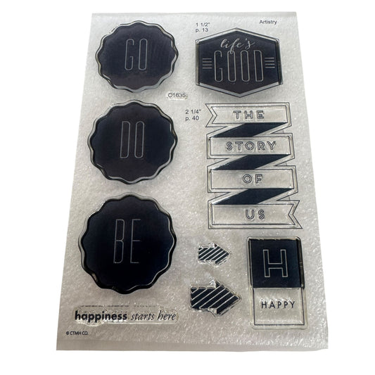 CTMH My Acrylix Acrylic Stamp Set Our Story Happiness Starts Here Arrows C1635