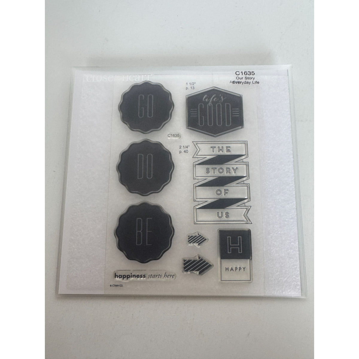 CTMH My Acrylix Acrylic Stamp Set Our Story Happiness Starts Here Arrows C1635