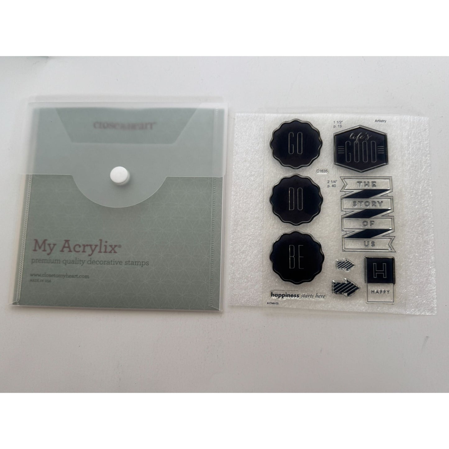 CTMH My Acrylix Acrylic Stamp Set Our Story Happiness Starts Here Arrows C1635