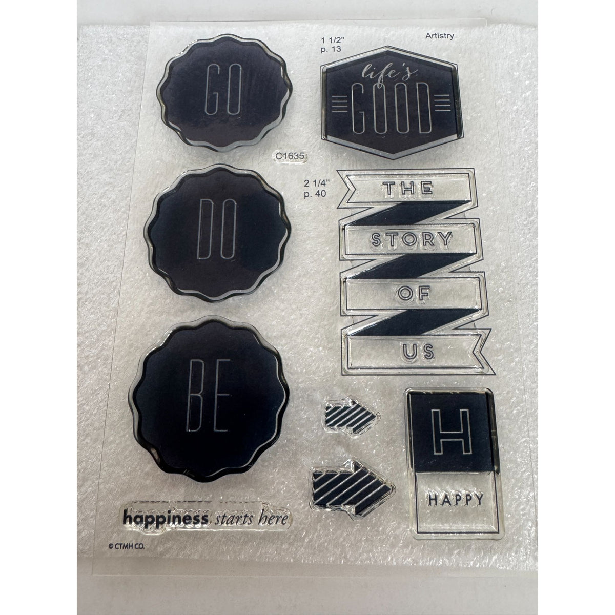 CTMH My Acrylix Acrylic Stamp Set Our Story Happiness Starts Here Arrows C1635