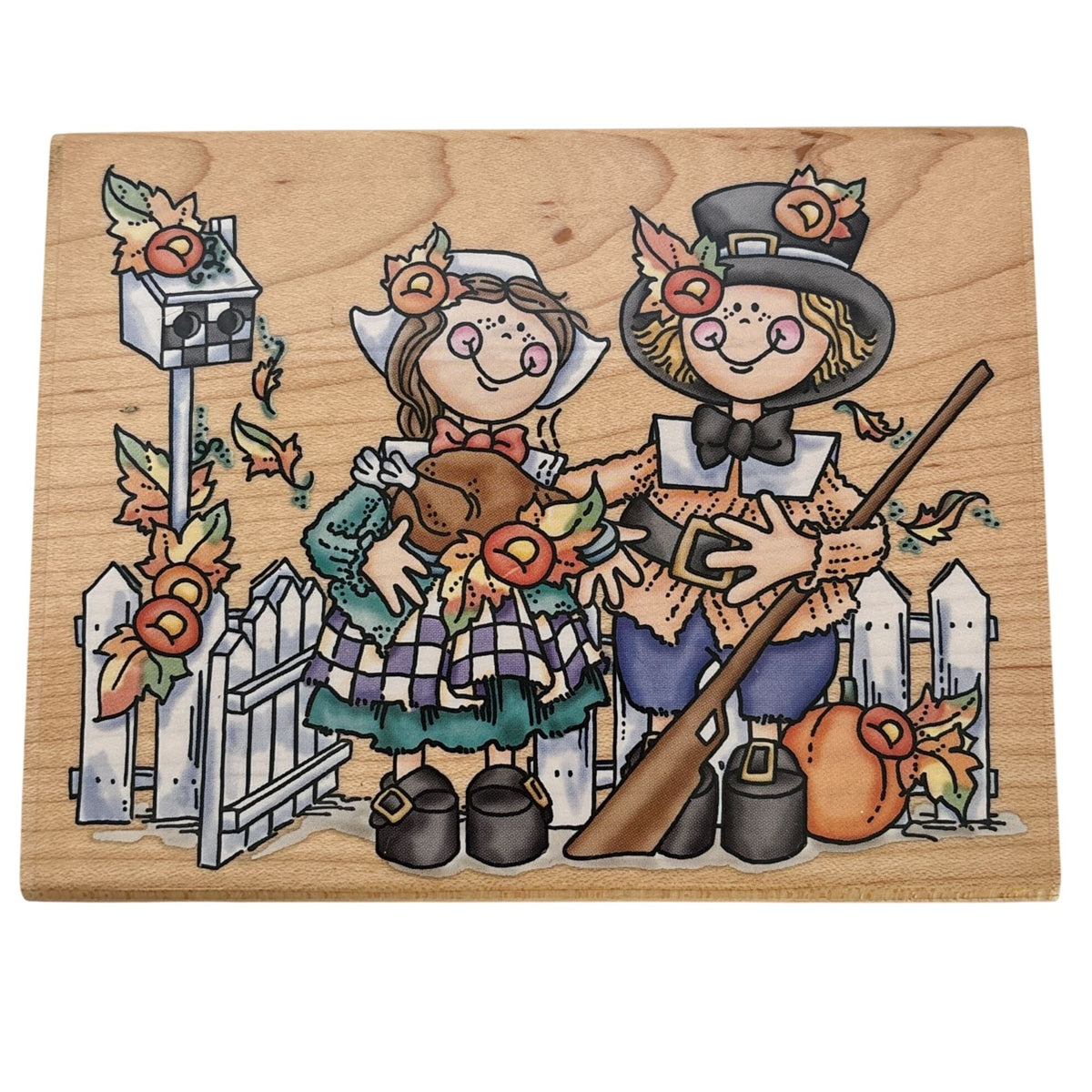 Stampendous Rubber Stamp Pilgrim Pair Our Kids Thanksgiving Turkey Large Cardmaking Open Line Big