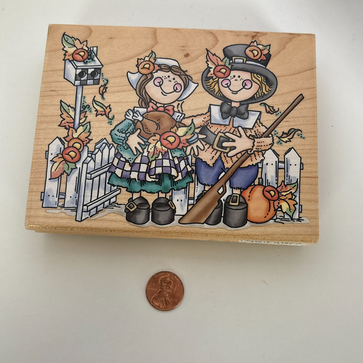 Stampendous Rubber Stamp Pilgrim Pair Our Kids Thanksgiving Turkey Large Cardmaking Open Line Big