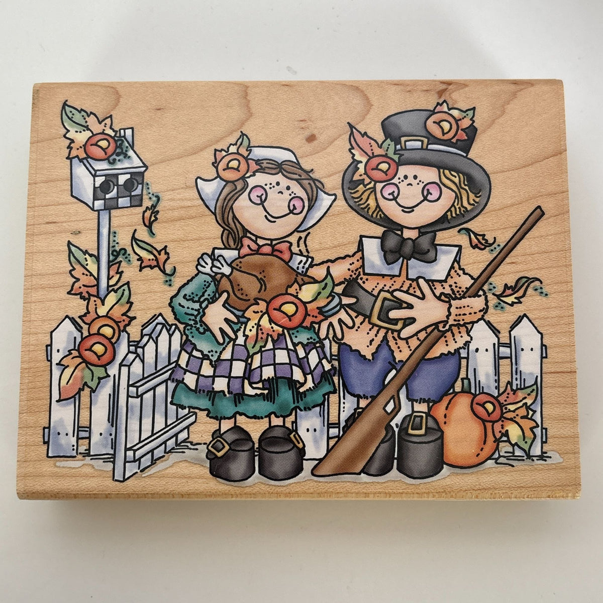 Stampendous Rubber Stamp Pilgrim Pair Our Kids Thanksgiving Turkey Large Cardmaking Open Line Big