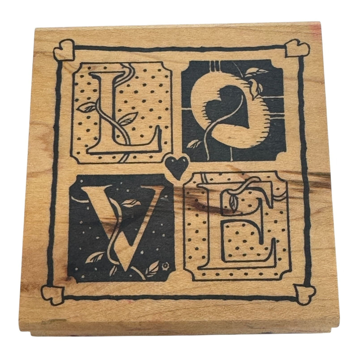 The Stamp Pad Co Rubber Stamp Love Quilt Block Square Card Making Word Valentine