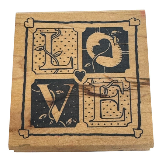 The Stamp Pad Co Rubber Stamp Love Quilt Block Square Card Making Word Valentine