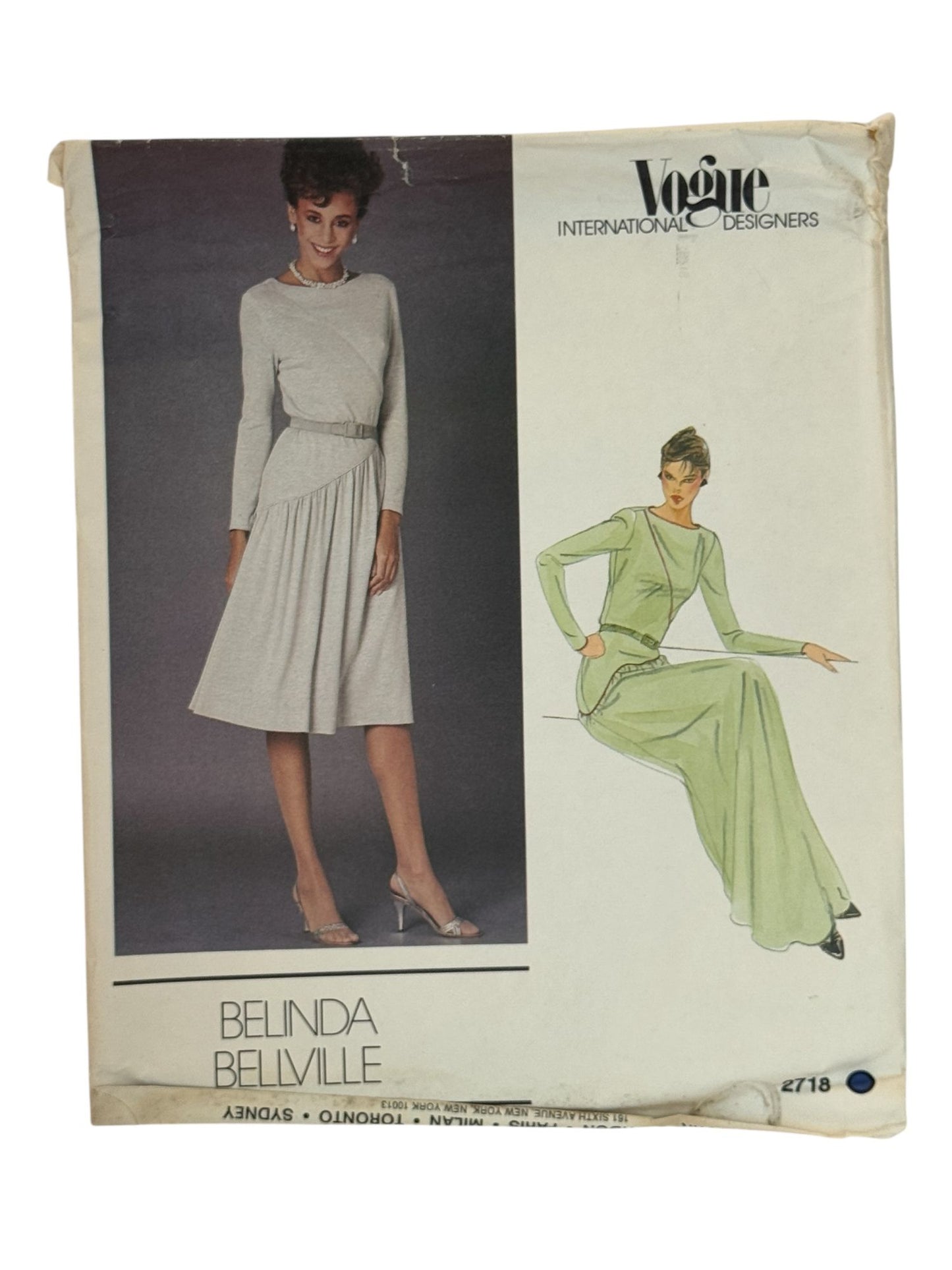 Vogue Sewing Pattern 2718 Belinda Bellville Dress Size 12 International Designer