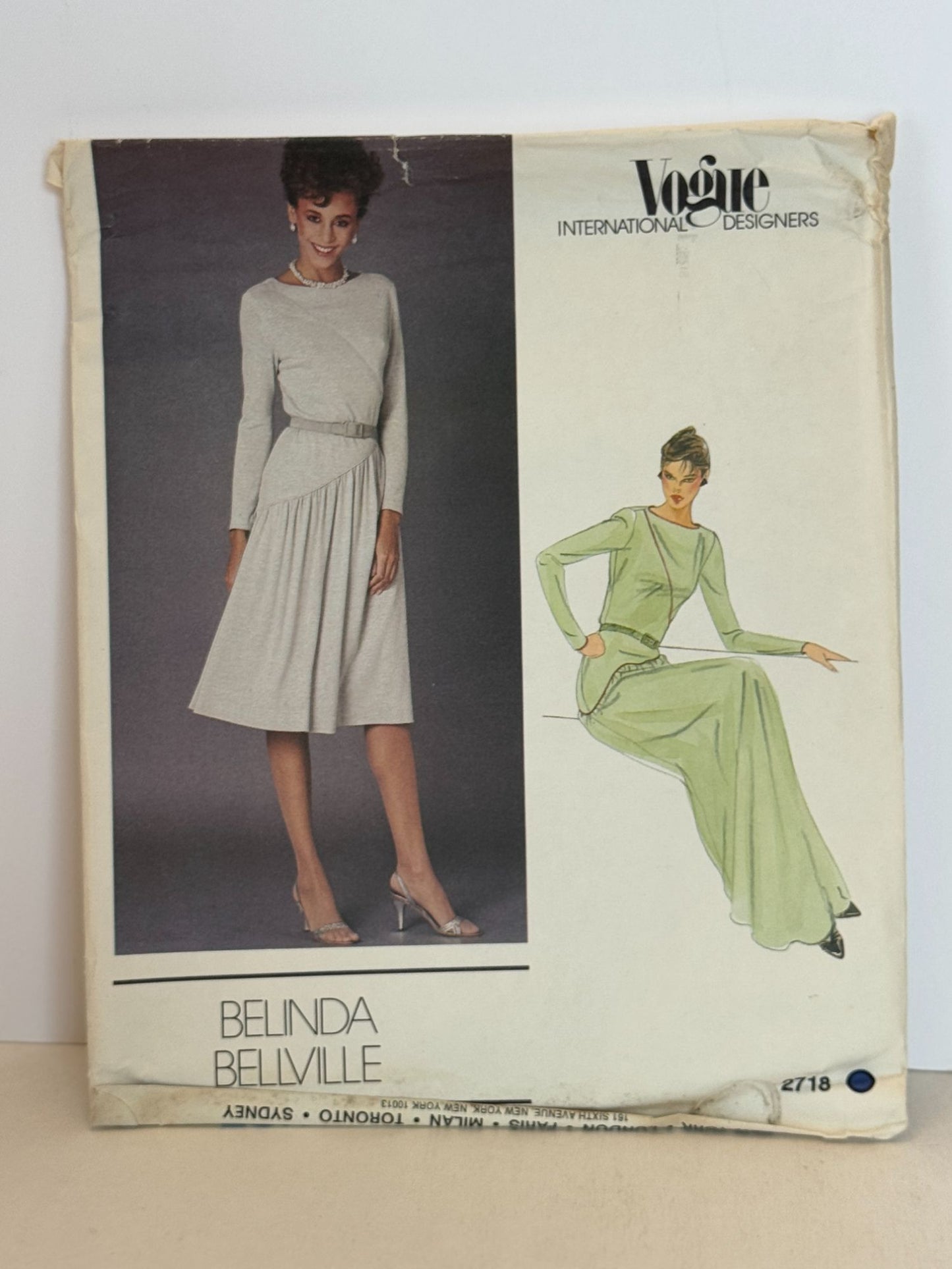 Vogue Sewing Pattern 2718 Belinda Bellville Dress Size 12 International Designer