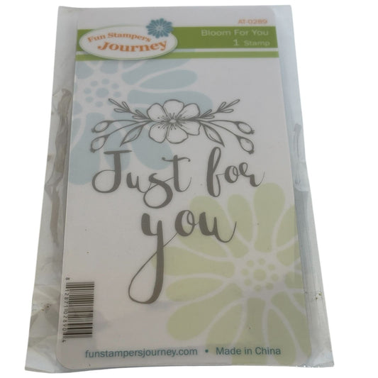 Fun Stampers Journey Rubber Stamp Bloom Just For You Flower Card Making Gift Tag