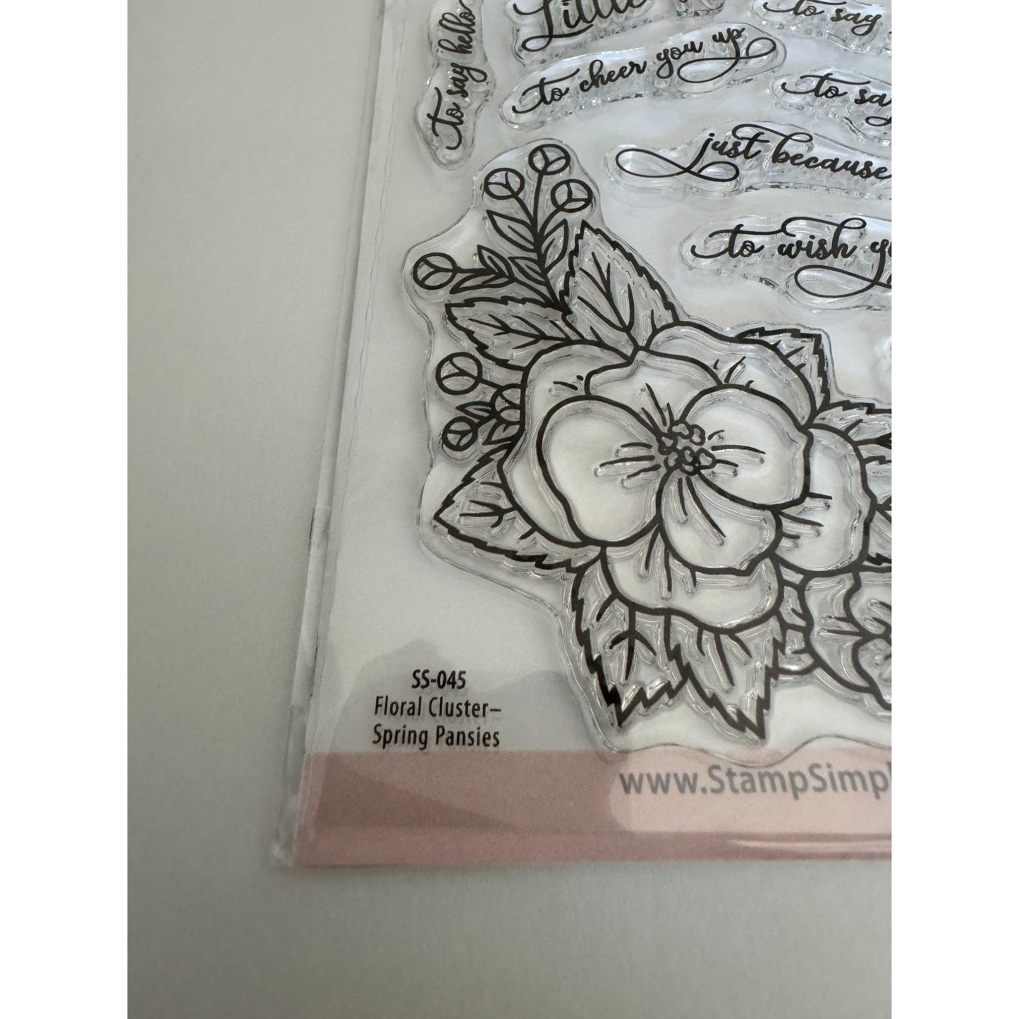 Stamp Simply Clear Stamps Set Floral Cluster Sentiments Spring Pansies Hello
