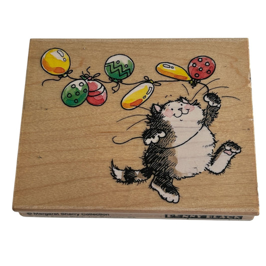 Penny Black Rubber Stamp Birthday of Colors Cat Balloons Party Decorating 2888K