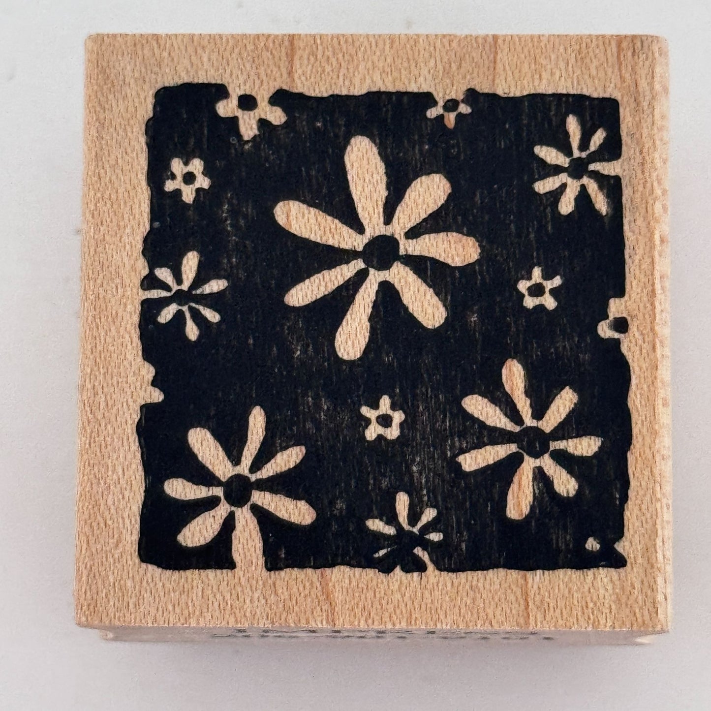 Impress Rubber Stamp Flower Daisy Retro Pattern Floral Background Cardmaking Paper Crafting Junk Journaling