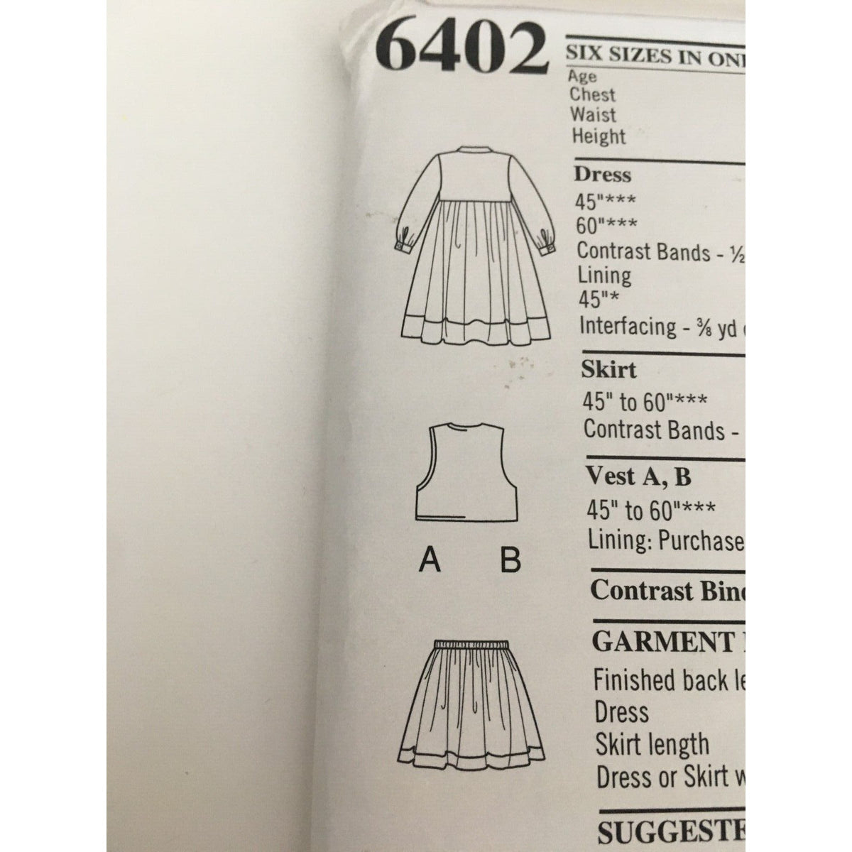 New Look 6402 Sewing Pattern Little Girls Play Dress Casual School Sz 4-9 UC