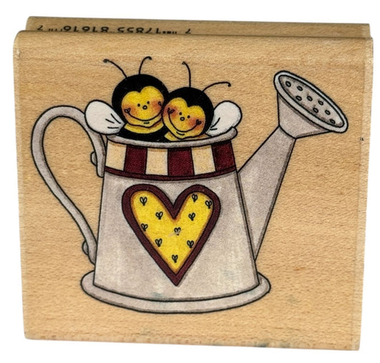 Rubber Stampede Rubber Stamp Watering Can Bee Couple Love Friend Cardmaking Wood