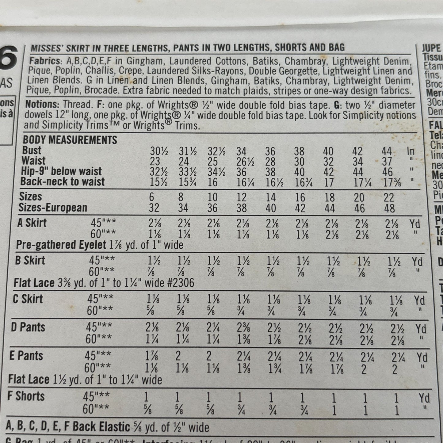 Simplicity Sewing Pattern 5686: Misses' Skirt, Pants, Shorts and Bag