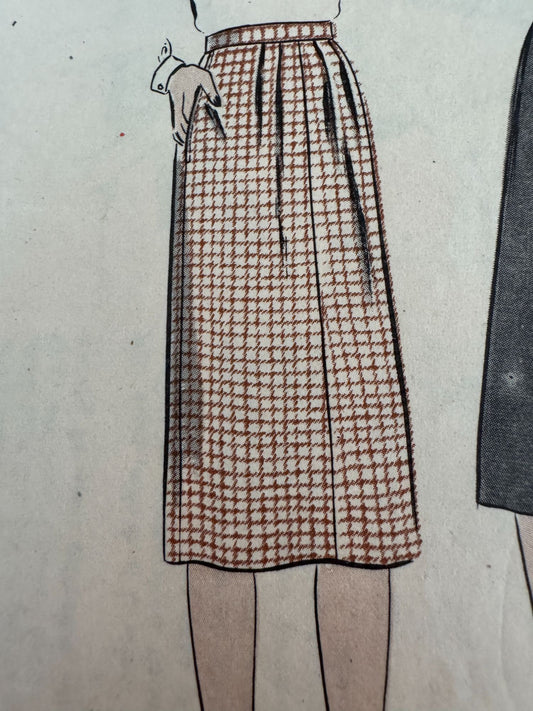 Vogue Sewing Pattern 9634 5-Piece Skirt Vintage 1940s Easy Waist 24 WWII Era 40s