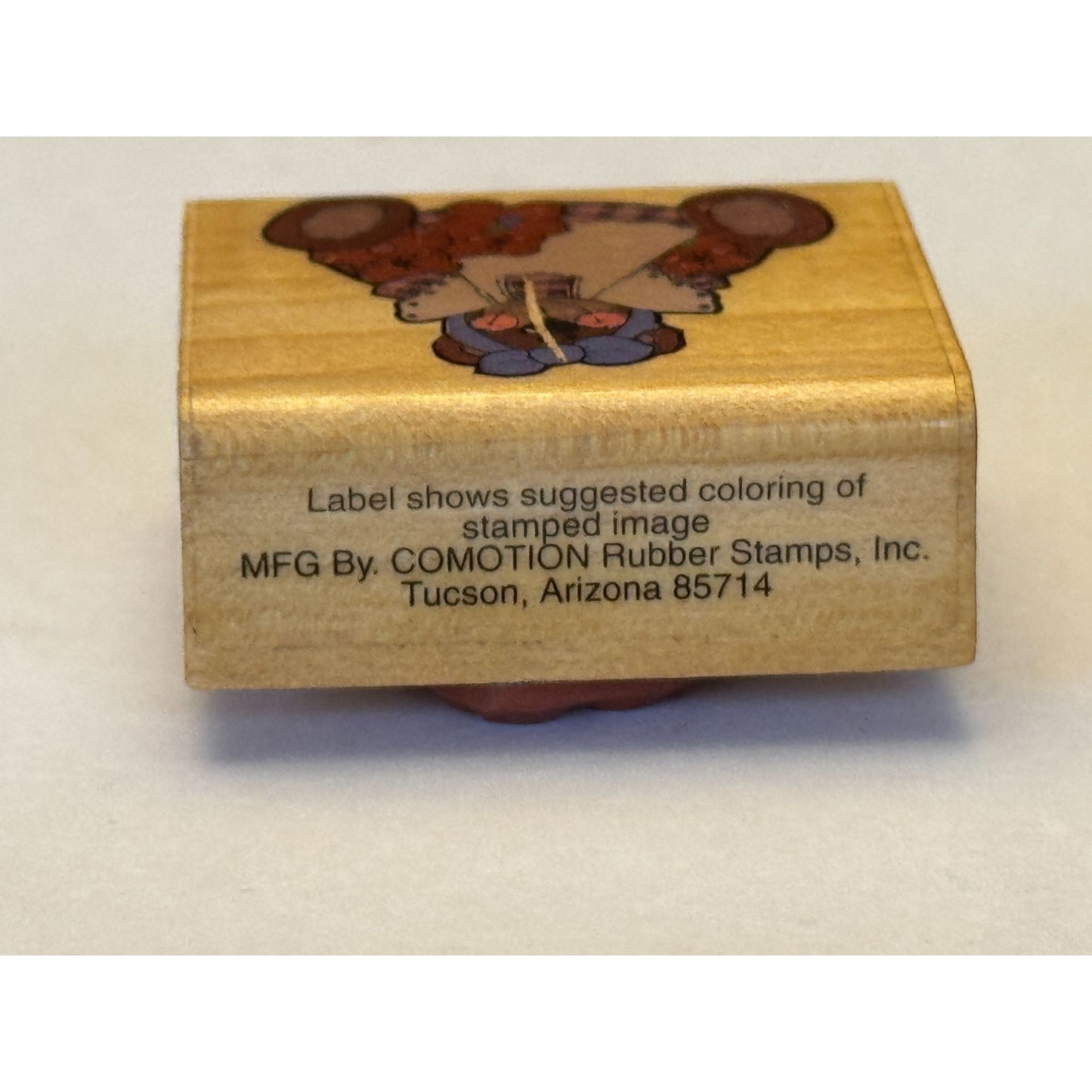 Comotion Rubber Stamp Ginger Bear Teddy Plaid Dress Card Making Craft