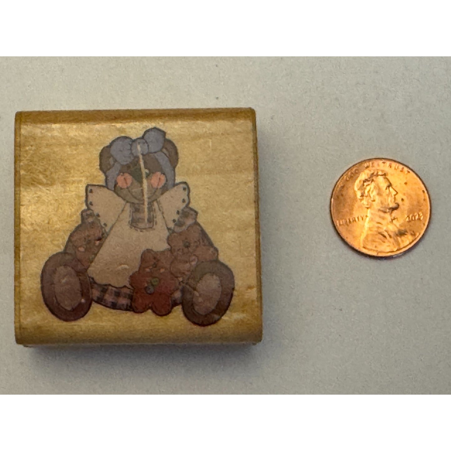 Comotion Rubber Stamp Ginger Bear Teddy Plaid Dress Card Making Craft