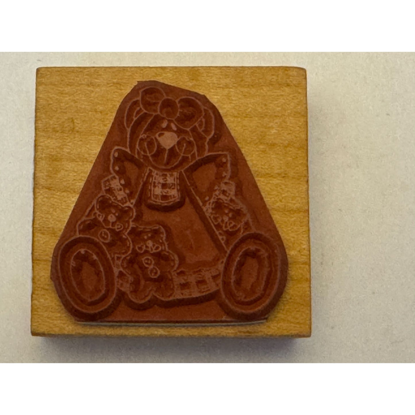 Comotion Rubber Stamp Ginger Bear Teddy Plaid Dress Card Making Craft
