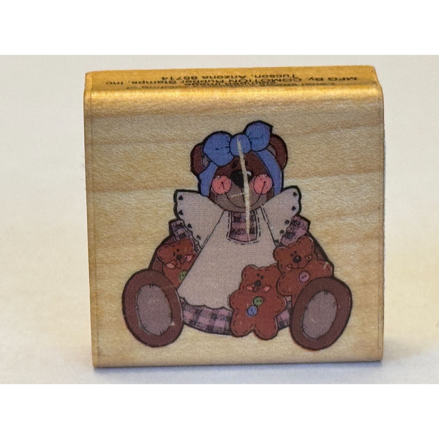 Comotion Rubber Stamp Ginger Bear Teddy Plaid Dress Card Making Craft