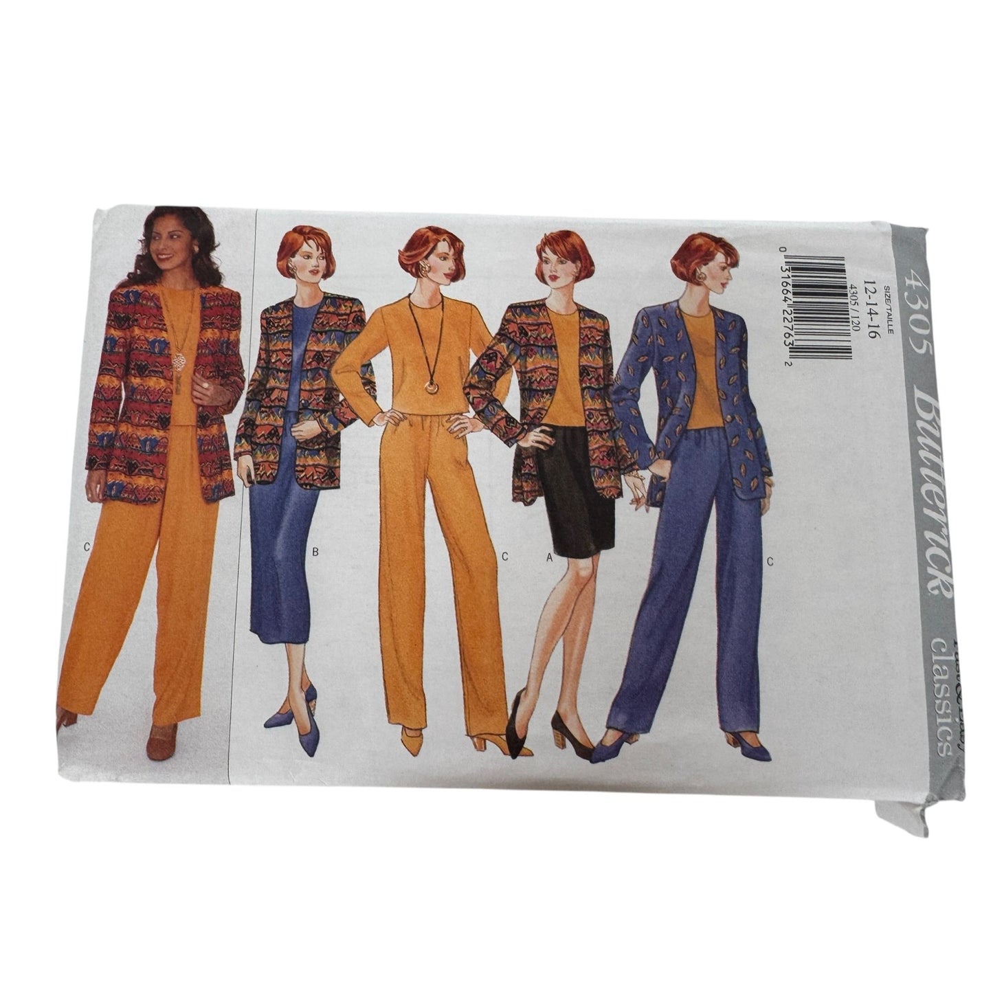 Butterick Sewing Pattern 4305  Jacket Top Skirt Pants 12 14 16 Classics 1990s UC