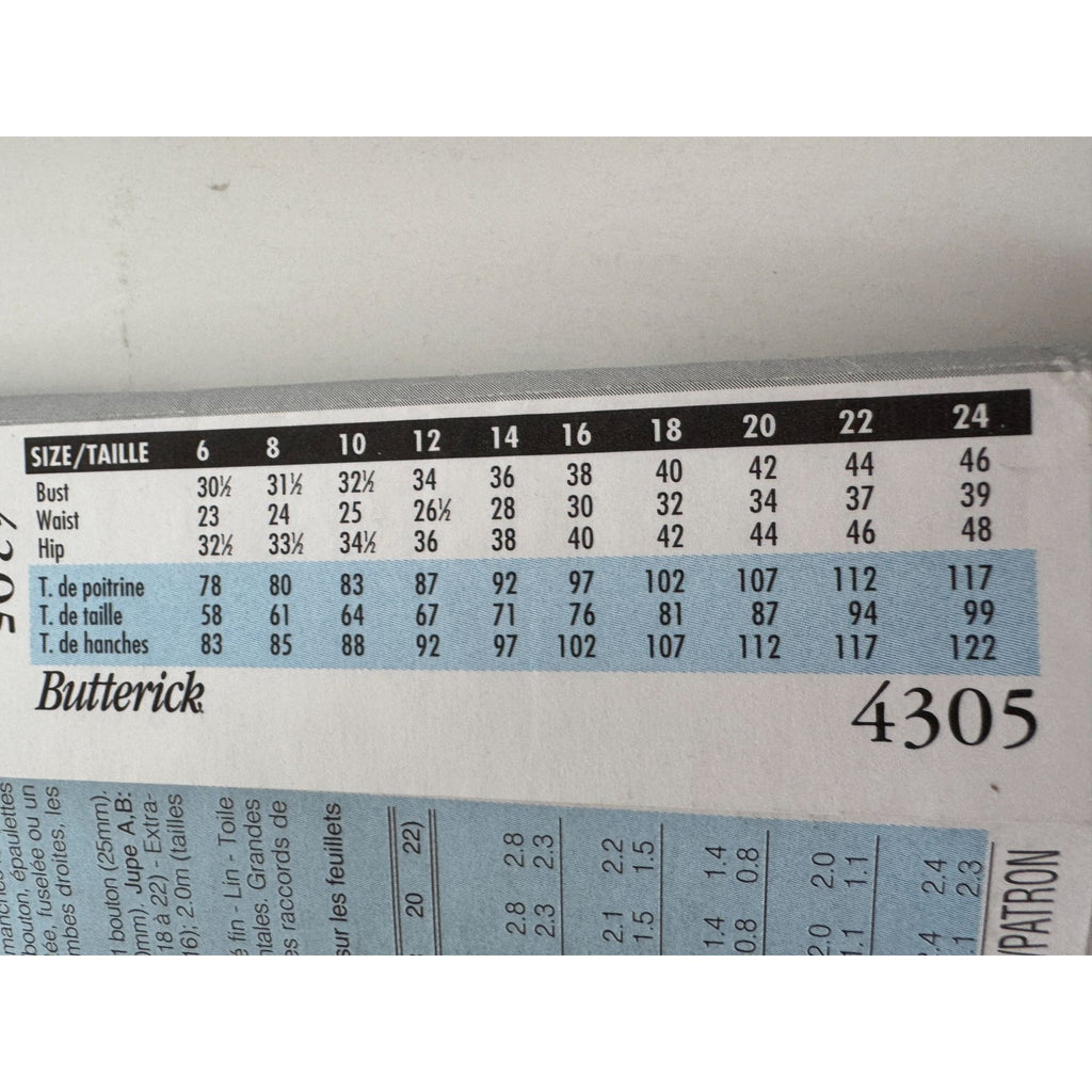 Butterick Sewing Pattern 4305  Jacket Top Skirt Pants 12 14 16 Classics 1990s UC