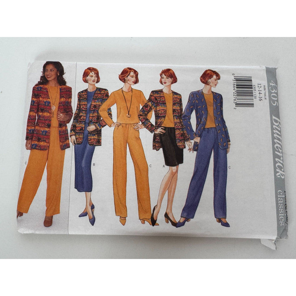 Butterick Sewing Pattern 4305  Jacket Top Skirt Pants 12 14 16 Classics 1990s UC