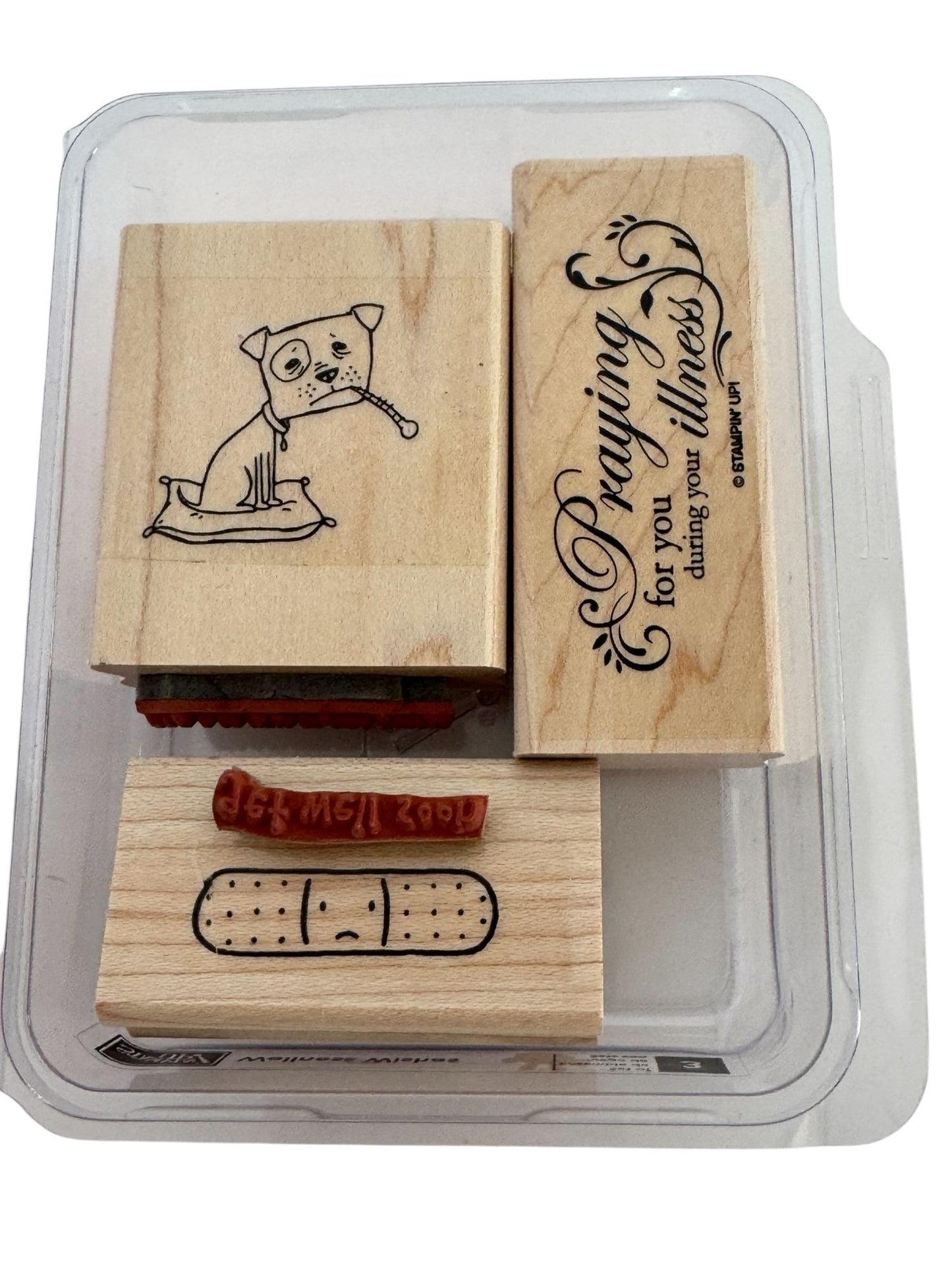 Stampin Up Rubber Stamps Wellness Wishes Get Well Soon Sick as Dog Funny Words