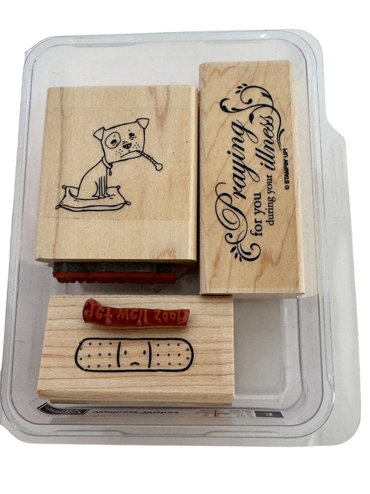 Stampin Up Rubber Stamps Wellness Wishes Get Well Soon Sick as Dog Funny Words