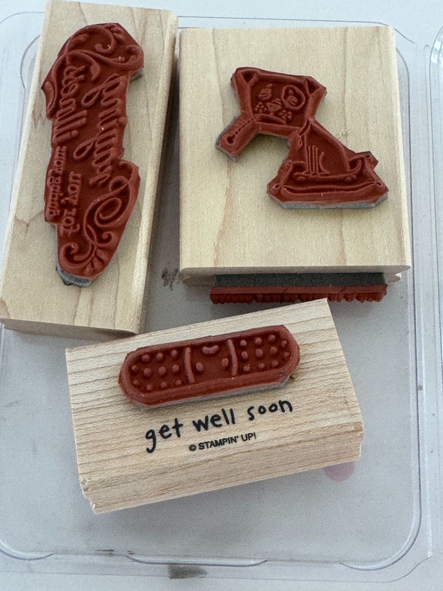 Stampin Up Rubber Stamps Wellness Wishes Get Well Soon Sick as Dog Funny Words