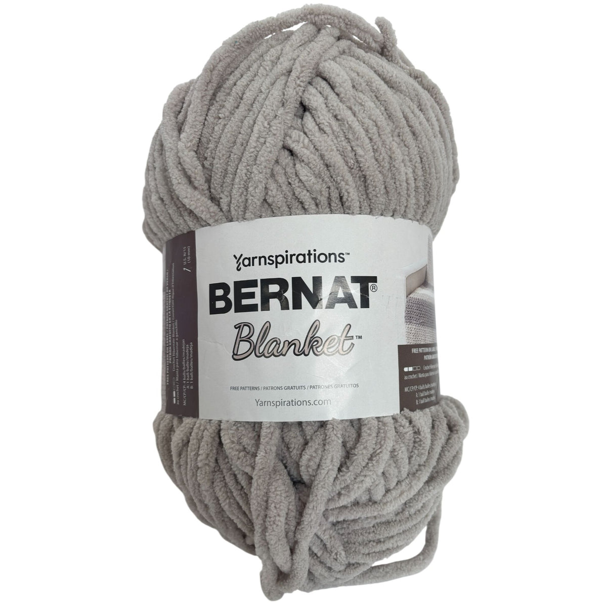 Bernat Blanket Yarn Skein Super Bulky Sea Gull Gray Soft Plush Knitting Crochet 10.5oz