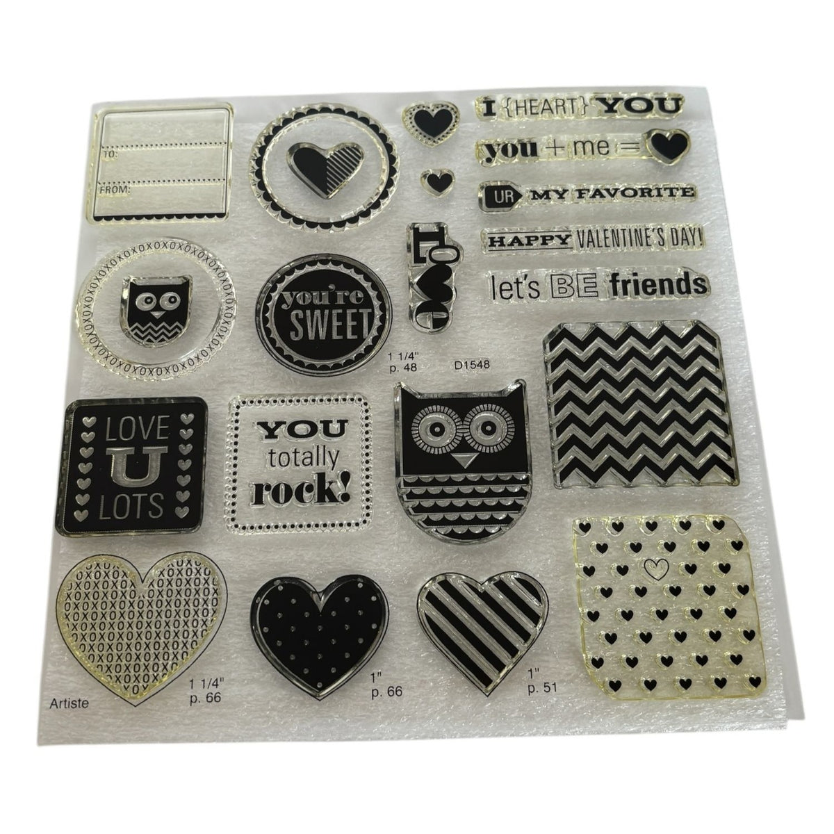 CTMH My Acrylix Acrylic Stamp Set Whoo's Your Valentine Owls Love UR My Favorite
