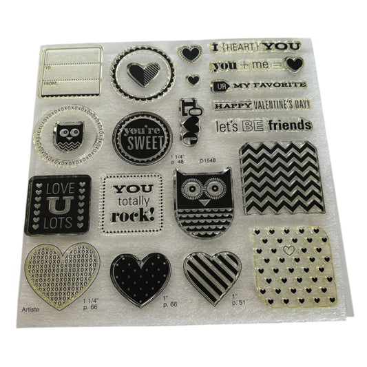 CTMH My Acrylix Acrylic Stamp Set Whoo's Your Valentine Owls Love UR My Favorite