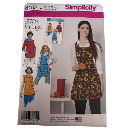 Simplicity Sewing Pattern 8152 Apron Retro 70s Style Kitchen Cooking Retro XS-L Uncut