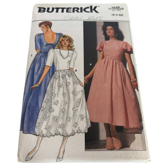 Butterick Sewing Pattern 3235 Bridesmaid Dress Formal 1980s Sizes 6 8 10 Uncut