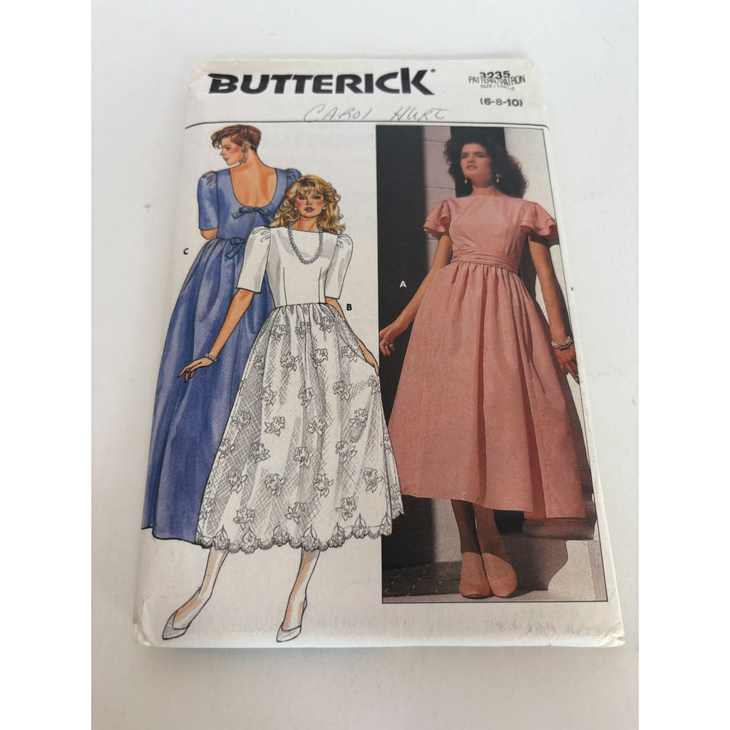 Butterick Sewing Pattern 3235 Bridesmaid Dress Formal 1980s Sizes 6 8 10 Uncut