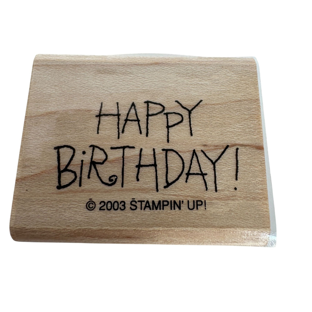 Stampin Up Rubber Stamp Happy Birthday Card Making Words Sentiment Wood Mounted