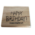 Stampin Up Rubber Stamp Happy Birthday Card Making Words Sentiment Wood Mounted