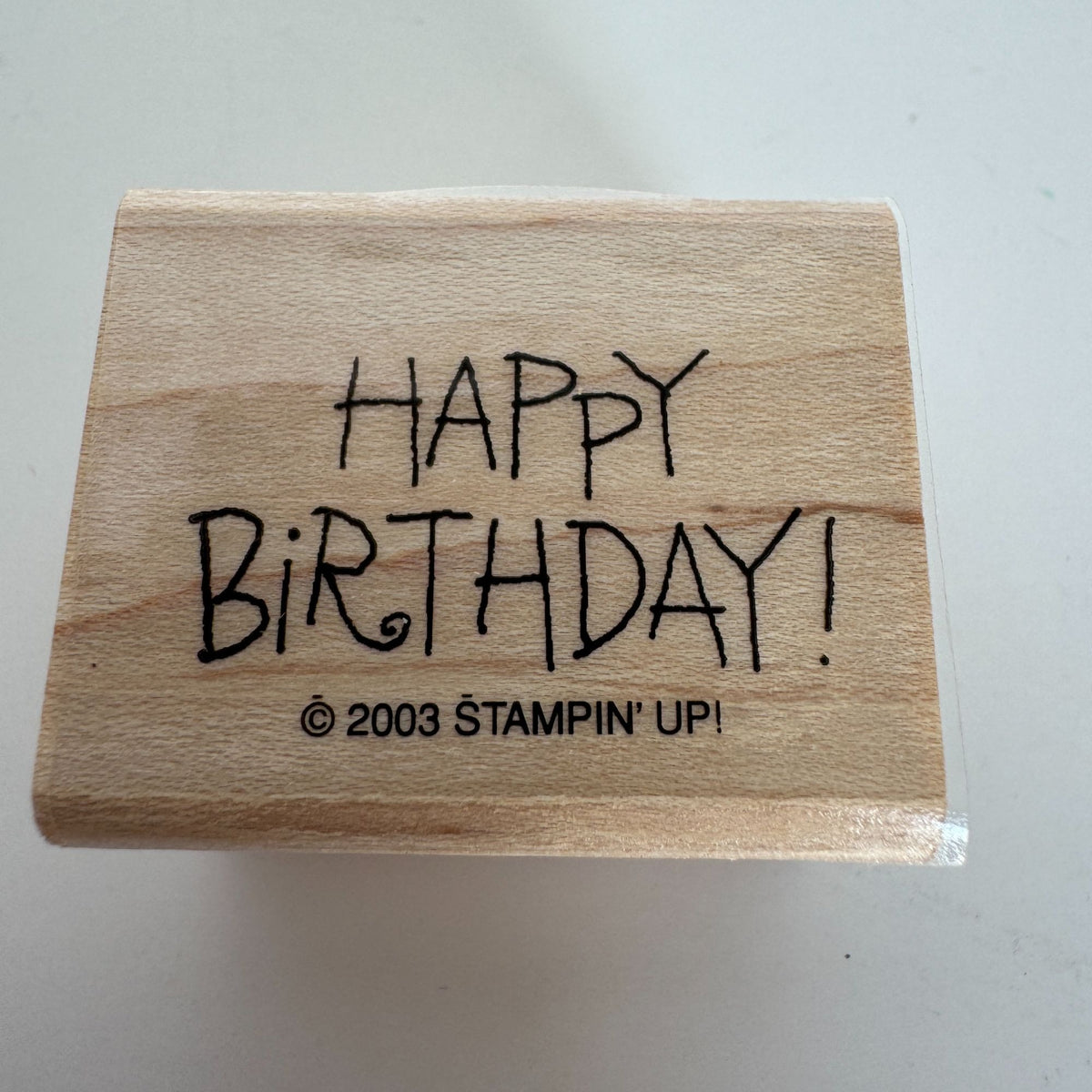 Stampin Up Rubber Stamp Happy Birthday Card Making Words Sentiment Wood Mounted