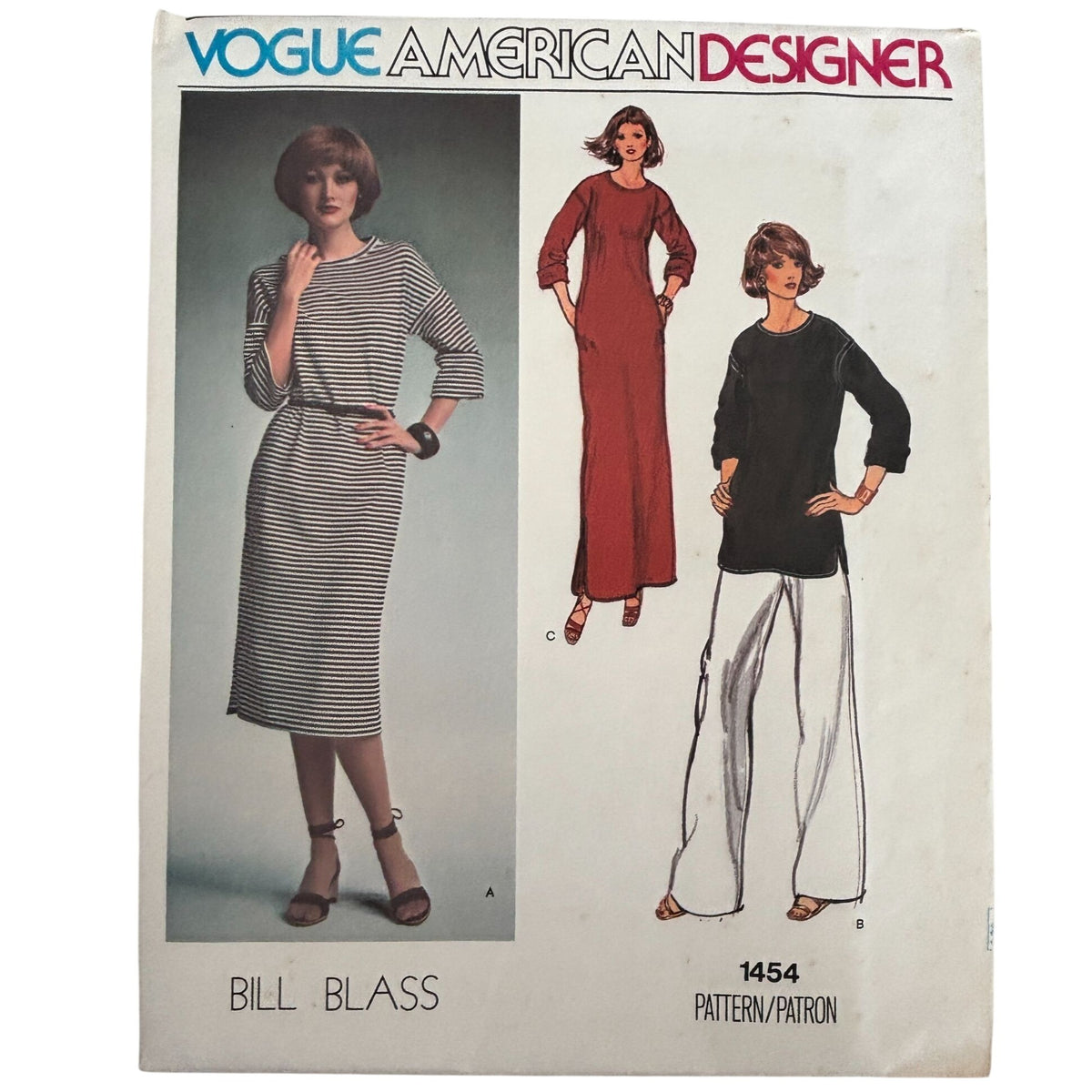 Vogue Sewing Pattern 1454 American Designer Top Dress Pants Bill Blass 12 Uncut