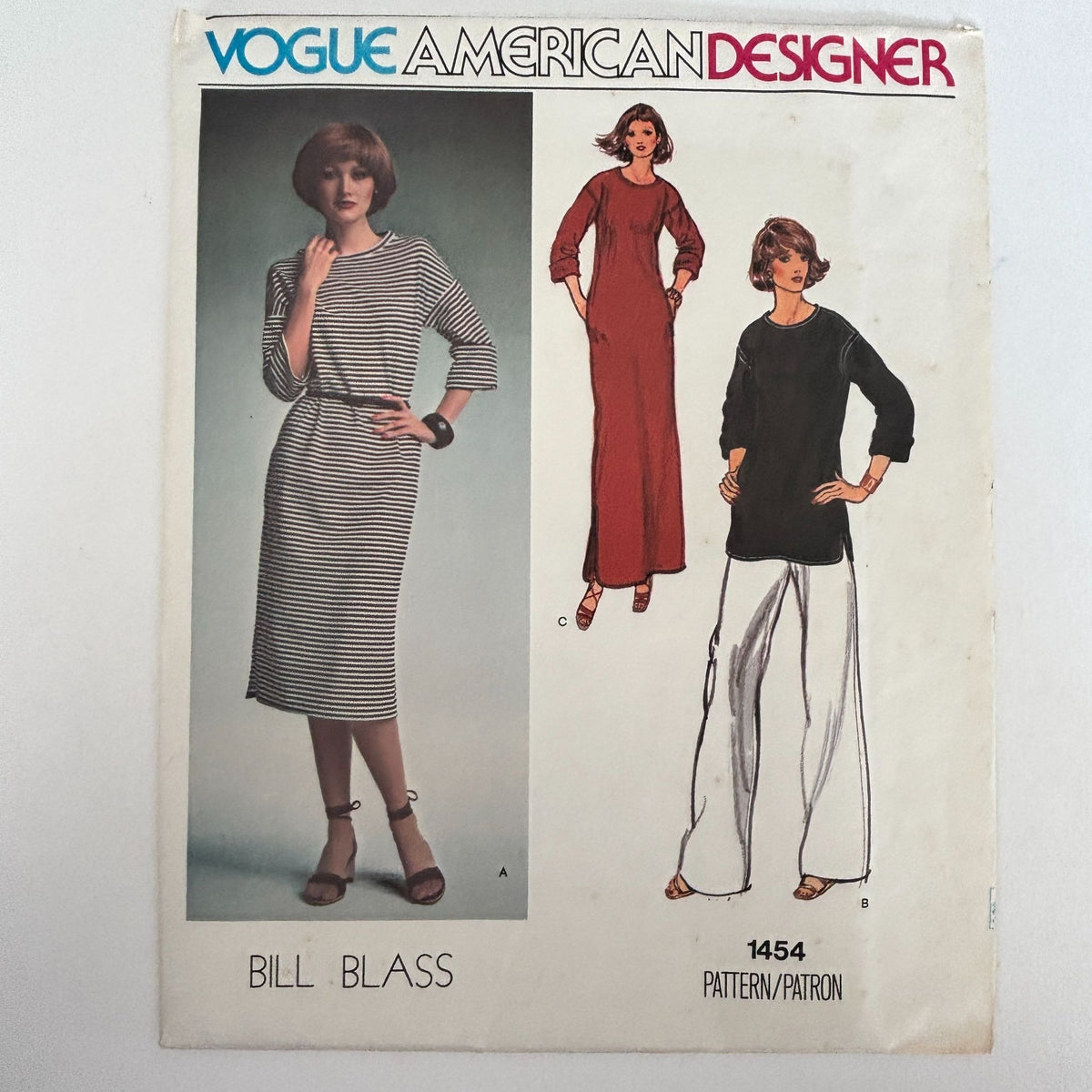Vogue Sewing Pattern 1454 American Designer Top Dress Pants Bill Blass 12 Uncut