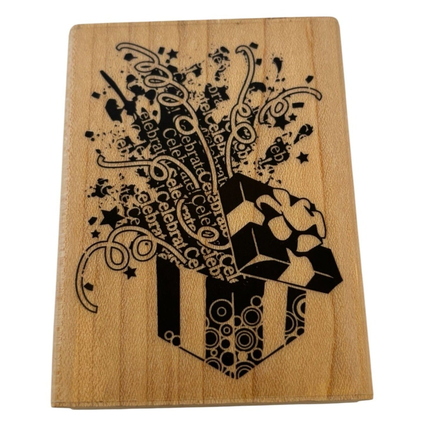 Inkadinkado Rubber Stamp Open Gift Box Celebrate Confetti Birthday Cardmaking