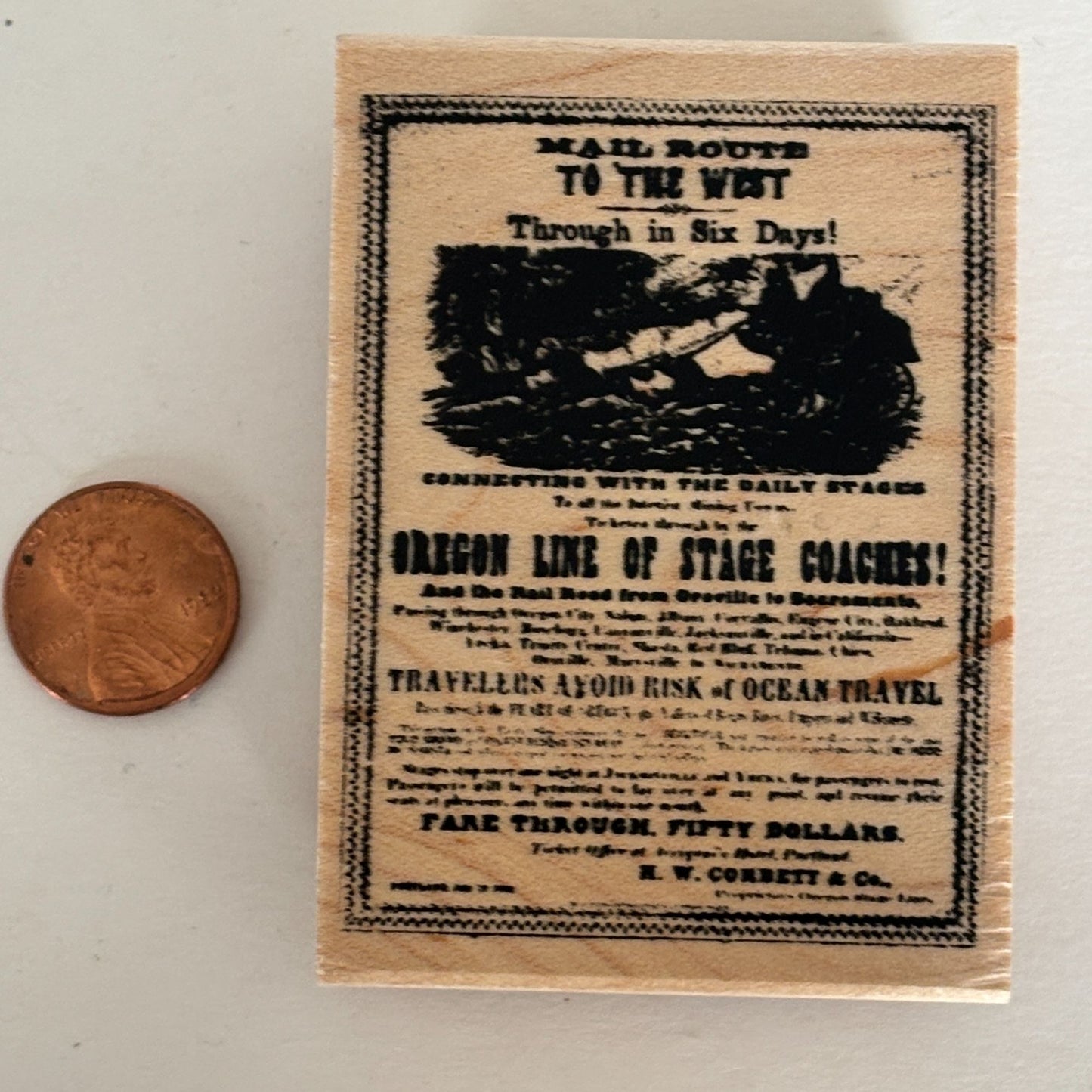 Club Stamp Rubber Stamp Mail Route to the West Vintage Advertisement Oregon Line Stagecoach