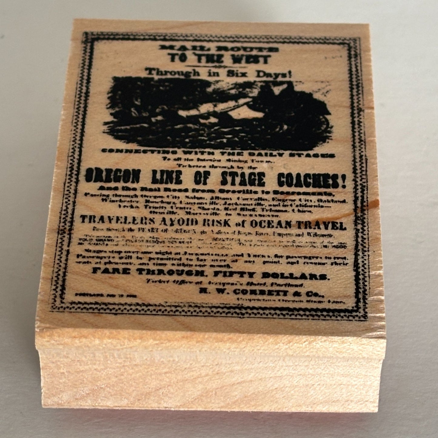 Club Stamp Rubber Stamp Mail Route to the West Vintage Advertisement Oregon Line Stagecoach