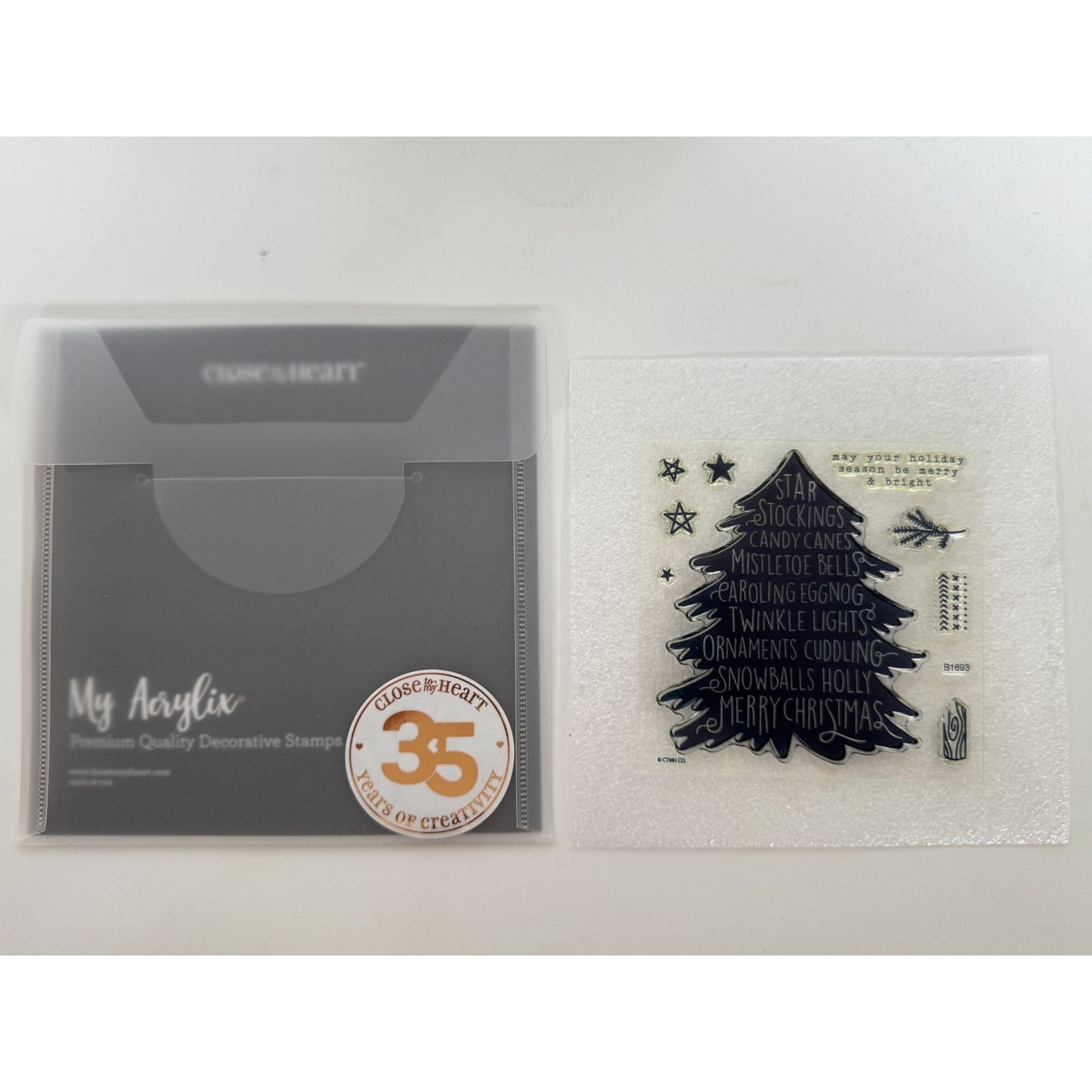 CTMH My Acrylix Acrylic Stamp Set Christmas Words Tree Holiday Card Making B1693