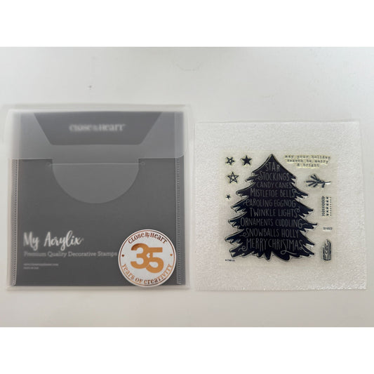CTMH My Acrylix Acrylic Stamp Set Christmas Words Tree Holiday Card Making B1693