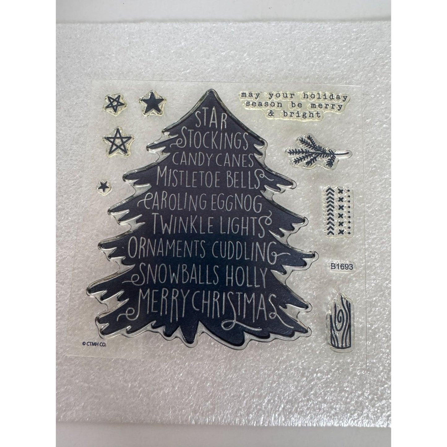 CTMH My Acrylix Acrylic Stamp Set Christmas Words Tree Holiday Card Making B1693