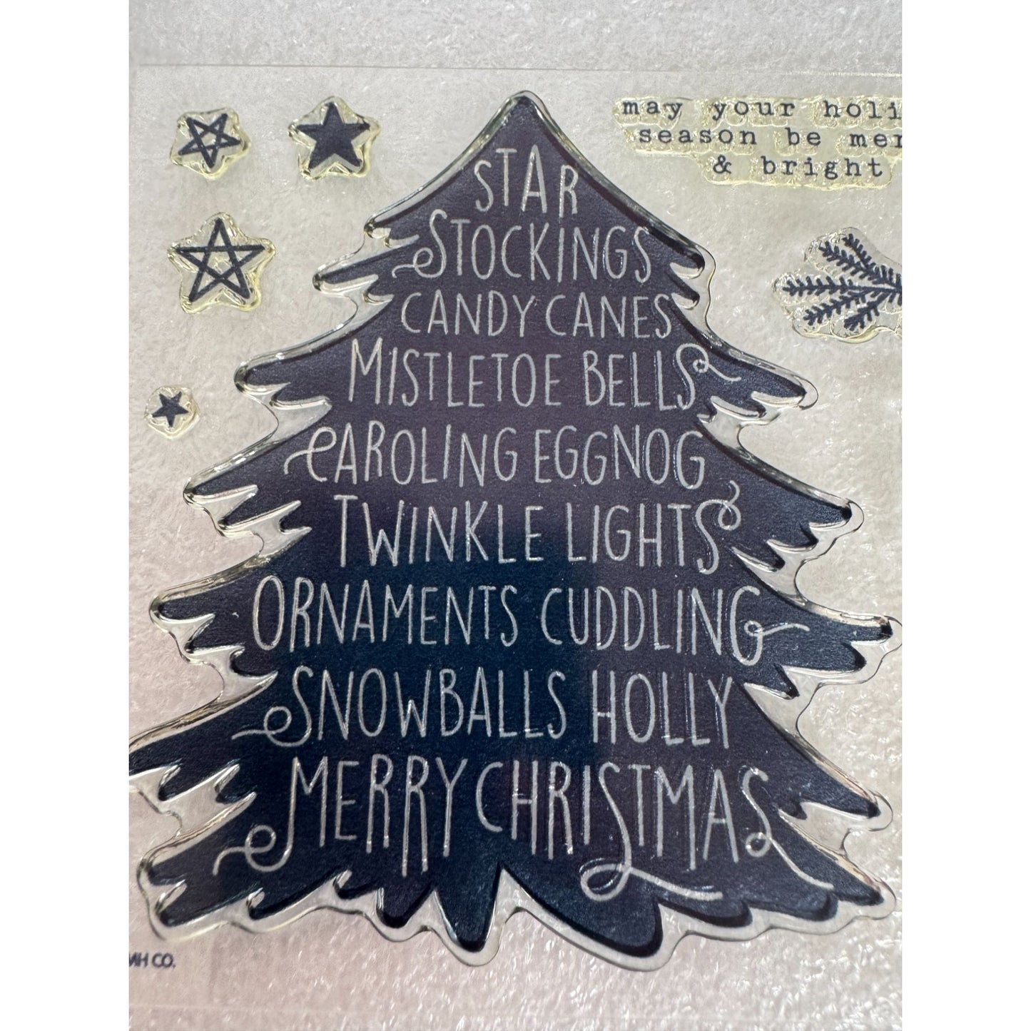 CTMH My Acrylix Acrylic Stamp Set Christmas Words Tree Holiday Card Making B1693