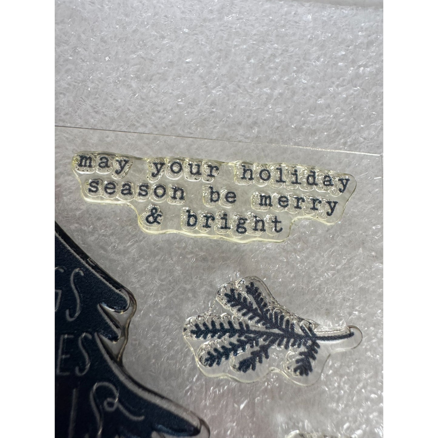 CTMH My Acrylix Acrylic Stamp Set Christmas Words Tree Holiday Card Making B1693