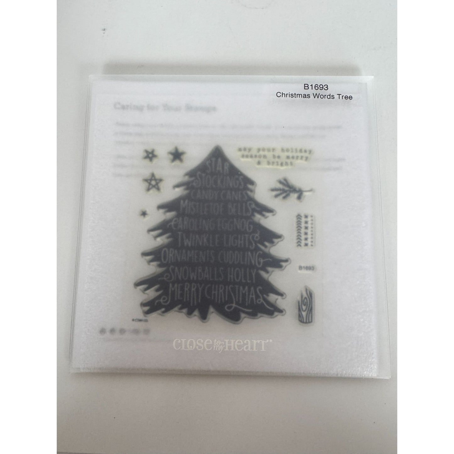 CTMH My Acrylix Acrylic Stamp Set Christmas Words Tree Holiday Card Making B1693